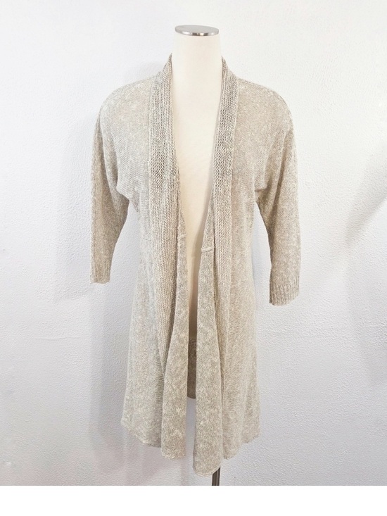 Eileen Fisher Sweaters - Eileen Fisher Linen Blend Long Cardigan Oatmeal Beige L